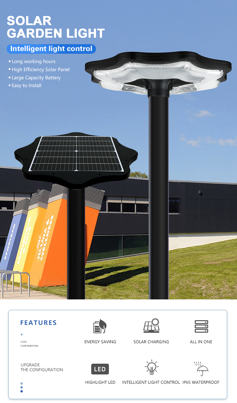 China 60W Big Highest Quality Lumen Outdoor Solar Path Garden Lights Manufacturer and Supplier ALLTOP